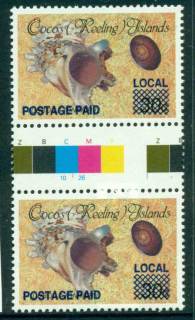 Cocos-Keeling-Is-1990-1c-Local-Postage-Paid-Opt-Gutter-pair-MUH-lot22348