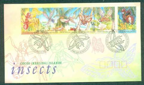 Cocos-Keeling-Is-1995-Insects-Str-6-FDC-lot48999