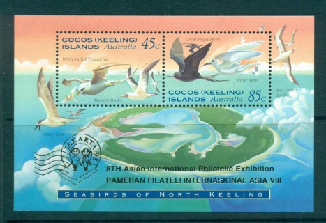 Cocos-Keeling-Is-1995-Seabirsa-PAMERAN-Stamp-Ex-Gold-Opt-MS-MUH-lot56892