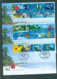 Cocos-Keeling-Is-1999-Living-Mosaic-ex-Sheetlet-3-FDC-lot49008