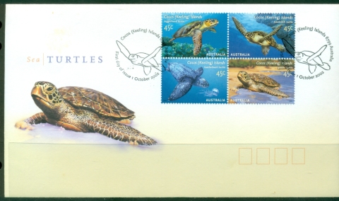 Cocos-Keeling-Is-2002-Marine-Life-Sea-Turtles-FDC