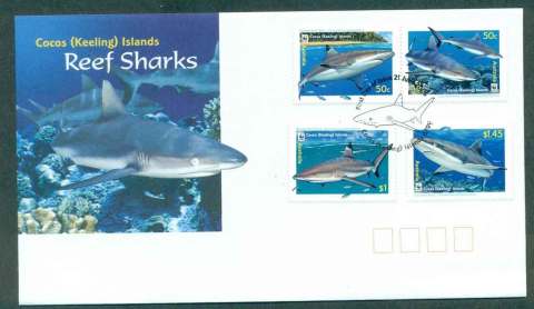 Cocos-Keeling-Is-2005-Reef-Sharks-FDC-lot50534