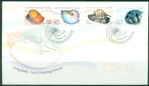 Cocos-Keeling-Is-2007-Marine-Life-Living-Shells-FDC