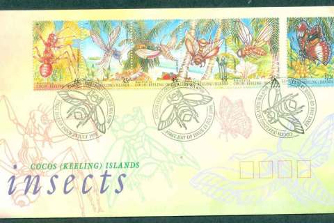 Cocos-Keeling-Is-1995-Insects-Str-6-FDC-lot48999