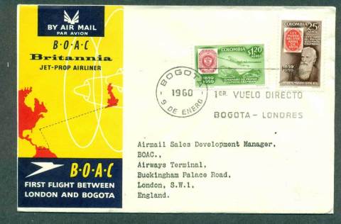 Colombia-1960-First-Flight-BOAC-London-Bogota-11-Jan-60-lot42629