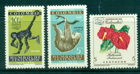 Colombia-1961-Airmail-Opt-3-MUH-lot35426