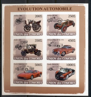 Comoro-Is-2008-Evolution-of-the-Automobile-MS-IMPERF-MUH