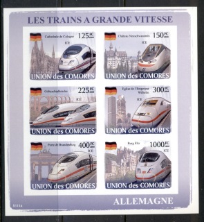 Comoro-Is-2008-High-Speed-Trains-Germany-MS-IMPERF-MUH