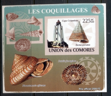 Comoro-Is-2009-Lighthouses-Sea-Shells-Deluxe-MS-IMPERF-MUH