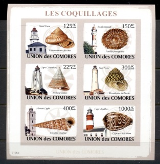 Comoro-Is-2009-Lighthouses-Sea-Shells-MS-IMPERF-MUH