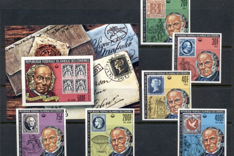 Comoro Is 1979 Sir Rowland Hill Death Centenary + MS 500f IMPERF