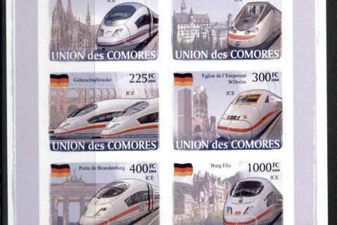 Comoro-Is-2008-High-Speed-Trains-Germany-MS-IMPERF-MUH