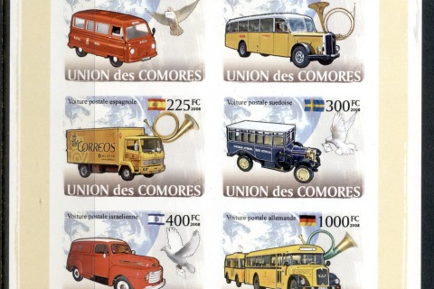 Comoro-Is-2008-Postal-Transport-Vehicles-MS-IMPERF-MUH