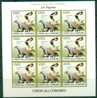 Comoro-Is-2009-Birds-Pigeons-450fc-sheetlet-IMPERF-MUH_1