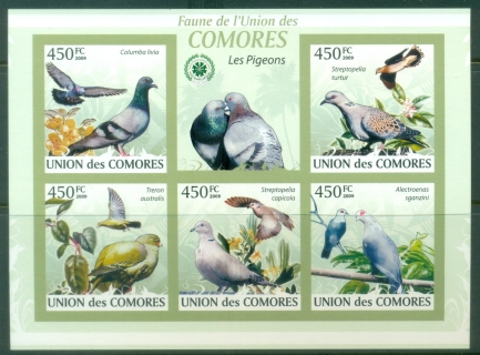 Comoro-Is-2009-Birds-Pigeons-MS-IMPERF-MUH