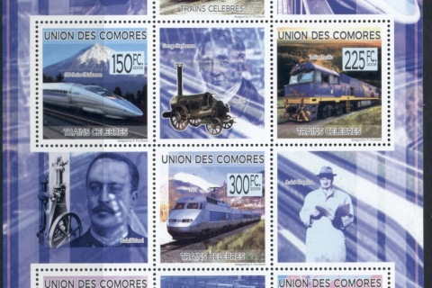 Comoro-Is-2009-Famous-Trains-MS-MUH