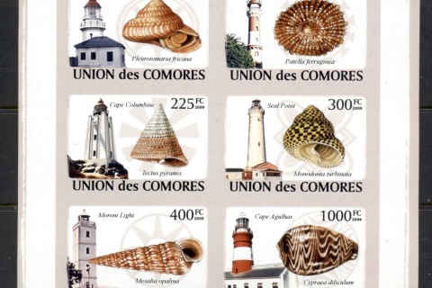 Comoro-Is-2009-Lighthouses-Sea-Shells-MS-IMPERF-MUH