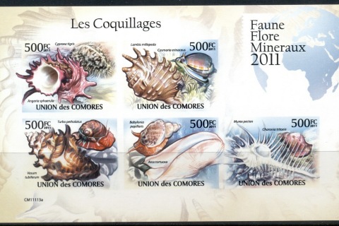 Comoro-Is-2011-Sea-Shells-MS-IMPERF-MUH