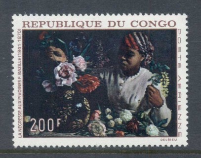 Congo-PR-1968 Paintings 200f Woman Arranging Flowers