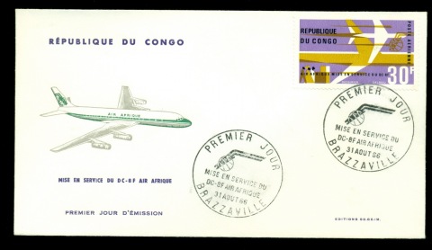 Congo-PR-1966 Air Afrique DC-8f FDC