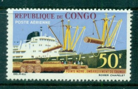 Congo-PR-1962 Loading Timber, Point-Noire