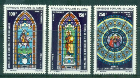 Congo-PR-1970 Xmas, Stained Glass Windows