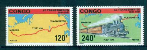 Congo-PR-1991-Trans-Siberian-railway-Trains-MUH-lot51906