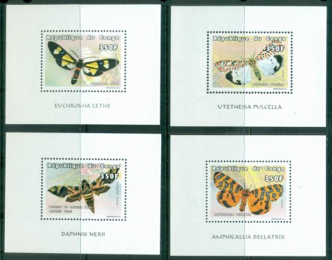 Congo 1999 Insects, Moths 4xMS