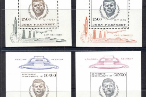 Congo-DR-1966 JFK Kennedy in Memorian Perf & IMPERF 4xMS