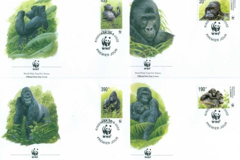 Congo-DR-2002 WWF Grauer's Gorilla 4x FDC