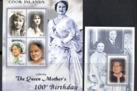 Cook-Is-2000 Queen Mother 100th Birthday 2xMS