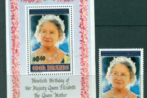 Cook-Is-1990-Queen-Mother-90th-Birthday-MS-MUH-Lot30009