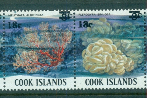 Cook-is-1983-Marine-Life-Corals-str4-Surch-18c-on-8c-MLH