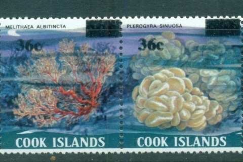 Cook-is-1983-Marine-Life-Corals-str4-Surch-36c-on-30c-MLH