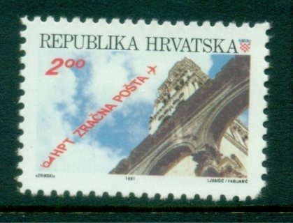 Croatia-1991-92-Airplane-over-Diocletians-palace-Perf-11x10-5-MUH