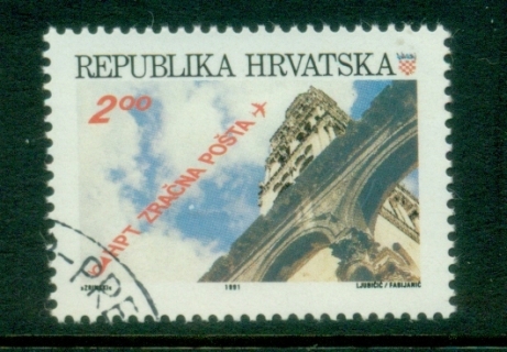 Croatia-1991-92-Airplane-over-Diocletians-palace-Perf-14-CTO