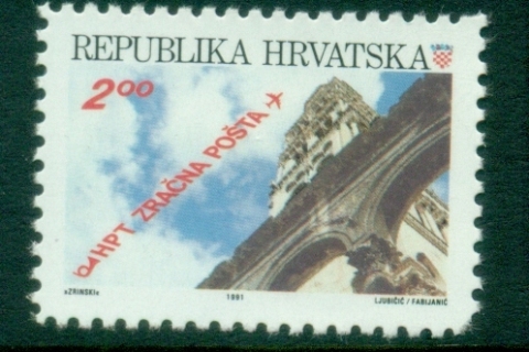 Croatia-1991-92-Airplane-over-Diocletians-palace-Perf-11x10-5-MUH