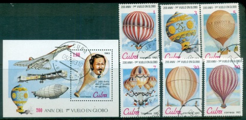 Cuba-1983-Manned-Balloon-Flight-Bicentenary-MS-CTO