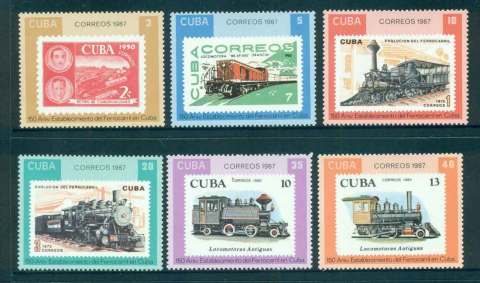 Cuba-1987-Trains-on-Stamps-MUH-lot51883