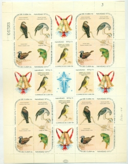 Cuba-1970-71-Xmas-Birds-Sheet-MUH-XL-Shipping