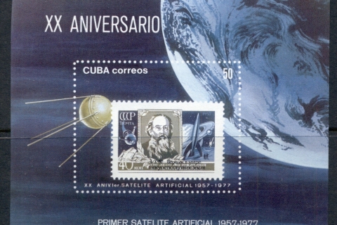 Cuba-1977-Sputnik-Space-Satellite-MS-MUH