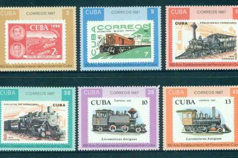 Cuba-1987-Trains-on-Stamps-MUH-lot51883