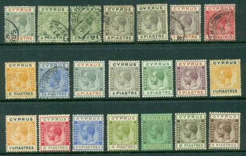 Cyprus-1924-28-KGV-Asst-21-MH-FU-Lot16683