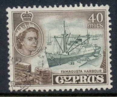 Cyprus-1955-QEII-Pictorials-Farmagusta-Harbour-40m-FU