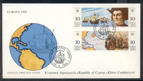 Cyprus-1992-Europa-Columbus-Discovery-of-America-FDC