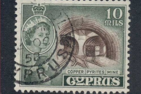 Cyprus-1955-QEII-Pictorials-Copper-Pyrites-Mine-10m-FU