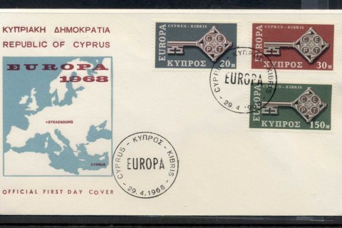 Cyprus-1968-Europa-Key-with-Emblem-FDC
