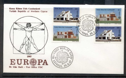 Cyprus-Turkish-1987-Europa-Architecture-booklet-FDC