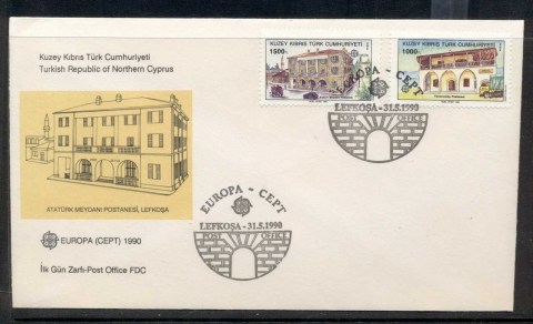 Cyprus-Turkish-1990-Europa-Post-Offices-FDC