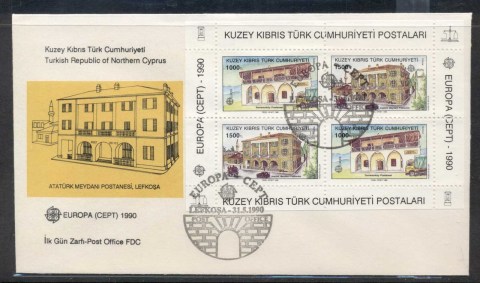 Cyprus-Turkish-1990-Europa-Post-Offices-MS-FDC